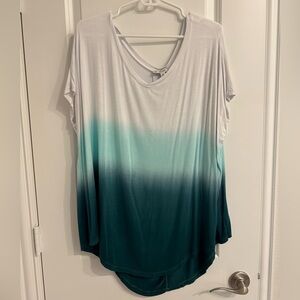 White & Green Ombré Top